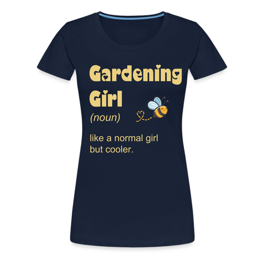 Dame premium T-shirt Gardening Girl - marineblå